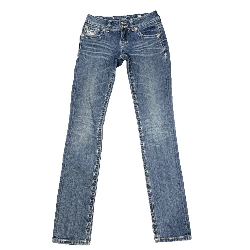 Miss Me Jeans Skinny JP5002SK-17 Embellished Glitter Tab Pockets‎ Womens Size 27